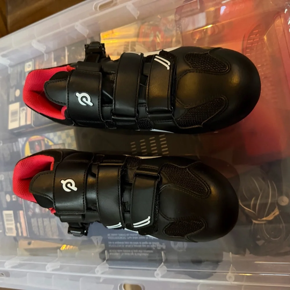 Peloton Black Shoes with White and Red Highlights NWOT